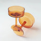 Handblown Hammered Coupe Cocktail Glasses, Amber - set of 4