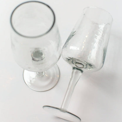 Handblown Hammered Wine Glasses, Clear - set of 4