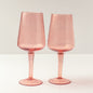 Handblown Hammered Wine Glasses, Blush - set of 4