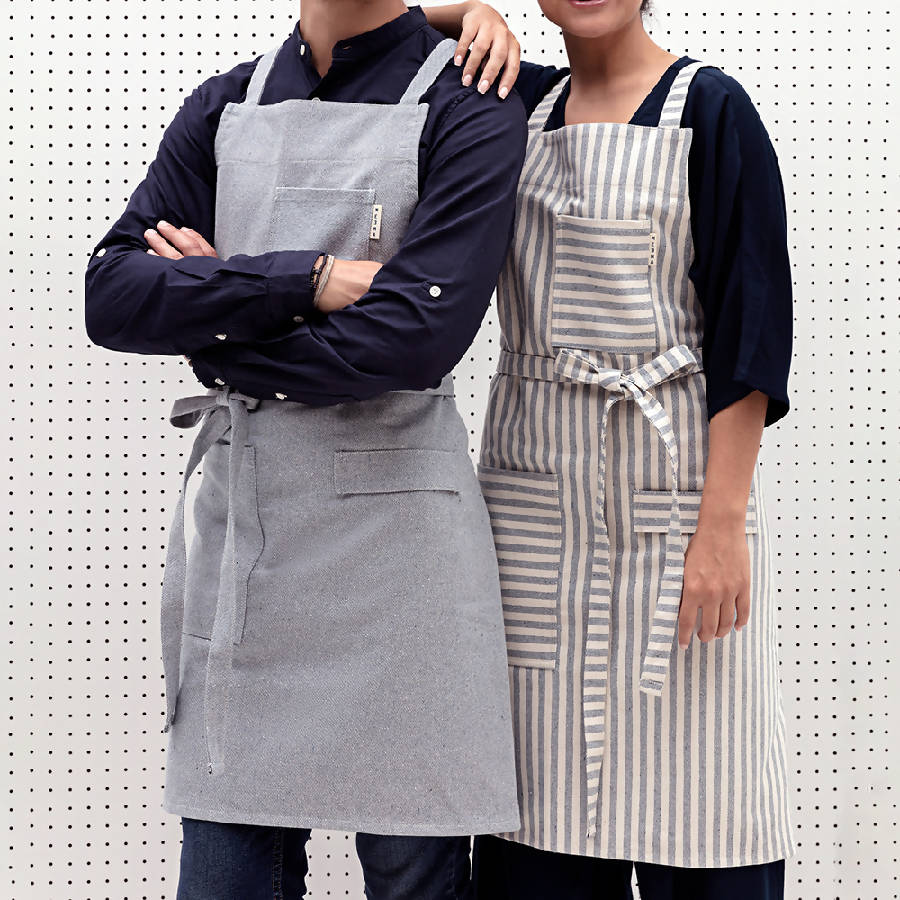 Blue Crossback Bib Apron